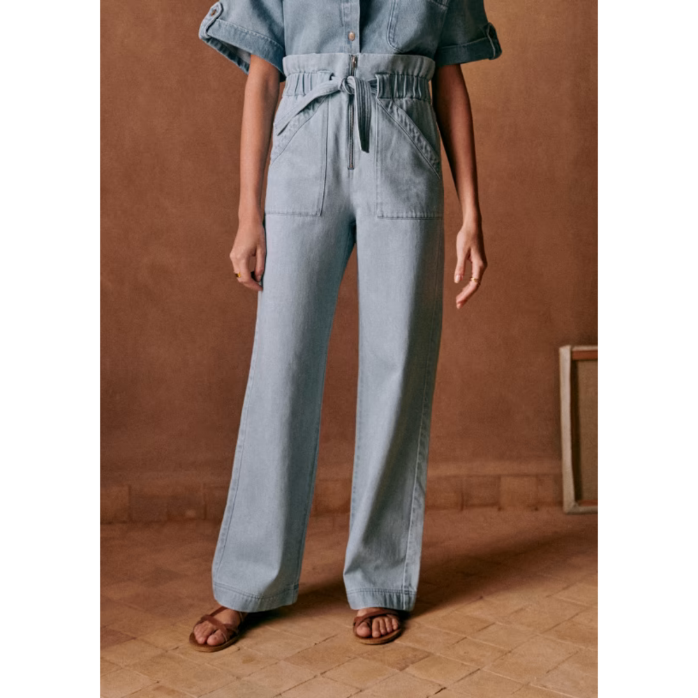 Anthon Trousers - Bleach - Cotton - Sézane in Blue